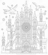 Gothic Architecture Pointed Arch Sketch Coloring Page sketch template