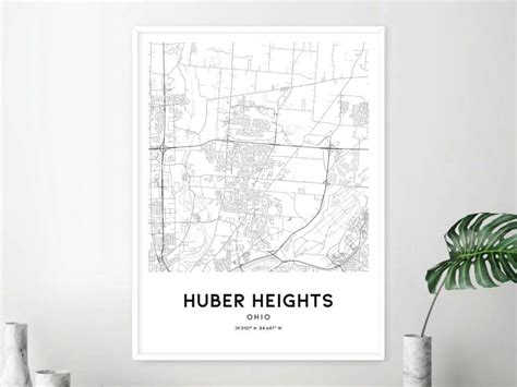 Huber Heights Map Print, Huber Heights Map Poster Wall Art, Oh City Map, Ohio Print Street Map ...