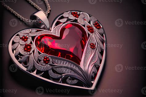 Heart Shaped Red Ruby Necklace Pendant - Generative AI. 21928273 Stock ...