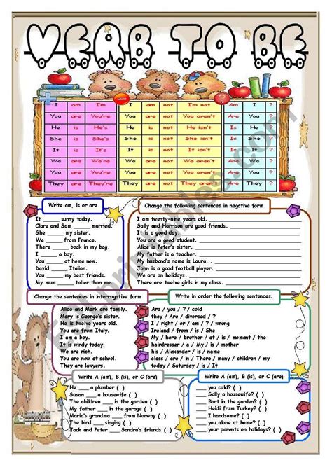 This worksheet is about verb to be. It is an easy worksheet which ...