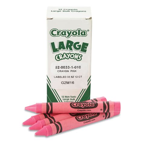 Crayola Large Crayons, Carnation Pink. 12/Box (24326254) | OfficeCrave.com