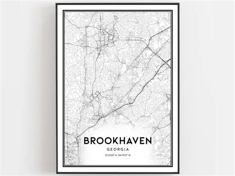 Brookhaven Map Print Brookhaven Map Poster Wall Art Ga City | Etsy