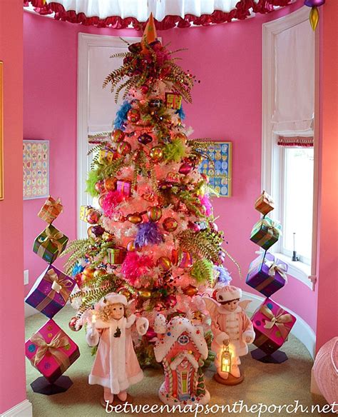 Girl's Pink Bedroom Decorated for Christmas