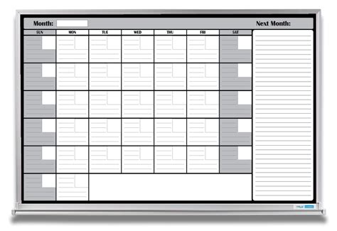 1-Month Whiteboard Calendar With Notes Section - Magnetic