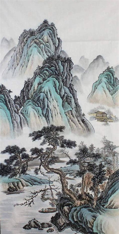 Hand-painted Shan Shui Painting original traditional Chinese | Etsy in 2021 | Mountain paintings ...