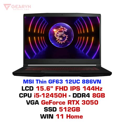 Laptop gaming MSI Thin GF63 12UC 886VN chính hãng – GEARVN.COM