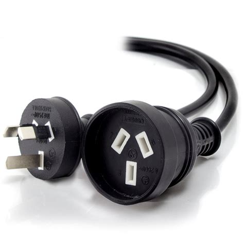 Aus 3 Pin Mains Power Extension Cable BLACK - Male to Female - 3m