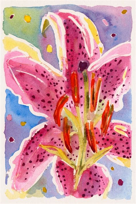 Power of the Flower: Stargazer Lily Watercolor......Paint and Picnic Using Maskoid