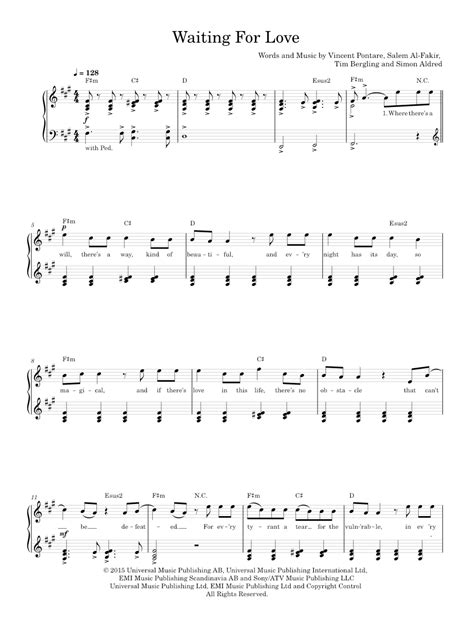 Play Official version of Waiting for love sheet music by Avicii for Piano | MuseScore.com