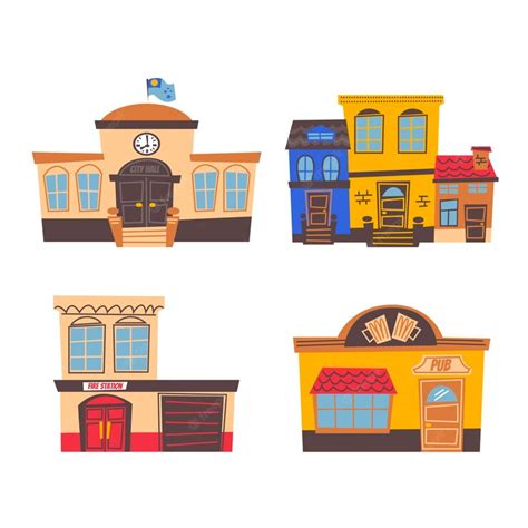 Free Vector | Retro cartoon city / buildings stickers