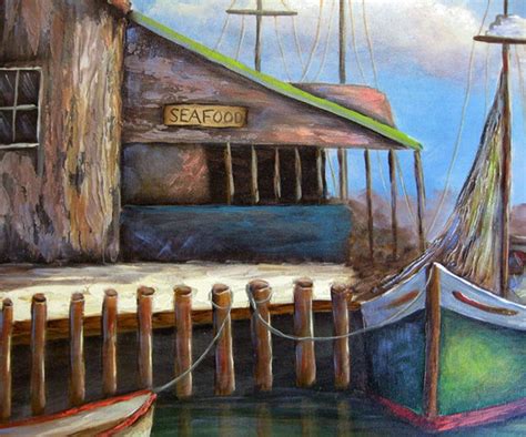 New GREEN BOAT an Original Fine Art Painting of Port Scene - Etsy