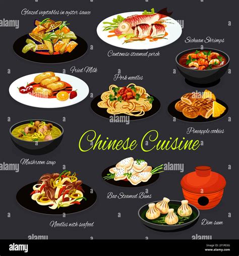 Chinese cuisine food, Asian restaurant and china dishes, vector menu ...