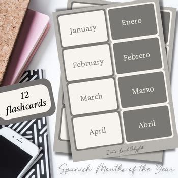 Spanish Months of the Year Flashcards | Basic Printable | Beginner Spanish