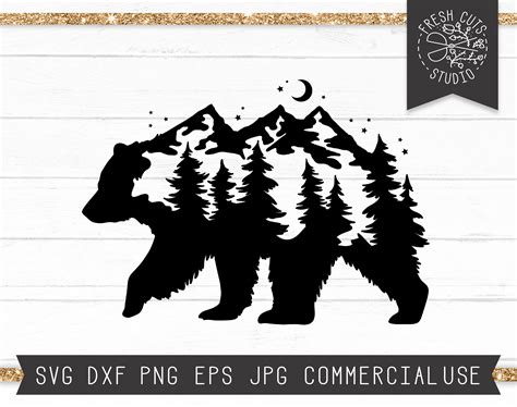 Embellishments Bear SVG Mountains SVG Bear Mountains Bear Trees Svg Bear Clipart Svg Bear Pine ...