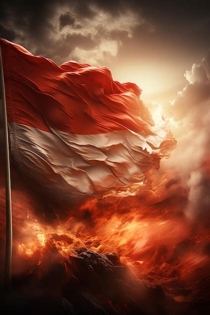 Indonesia independence day indonesian flag fluttering with passion | Premium AI-generated image