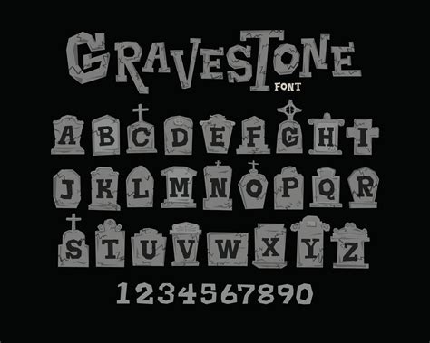 Gravestone Font Rough Geometric Style Lettering 11895643 Vector Art at ...