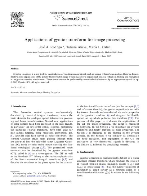 (PDF) Applications of gyrator transform for image processing