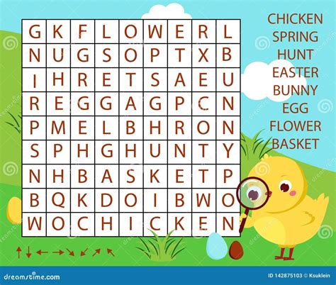 Educational Game For Children. Word Search Puzzle Kids Activity. Easter Theme Learning ...