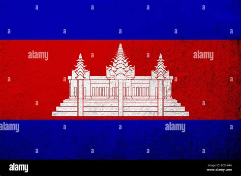 The Kingdom of Cambodia (Kampuchea) National flag. Grunge background ...