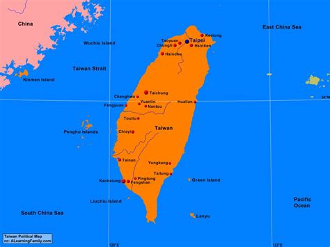 Taiwan Political Map - A Learning Family