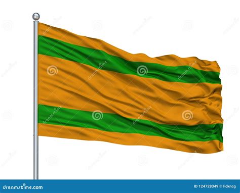 Lares 1956 City Flag on Flagpole, Puerto Rico, Isolated on White ...