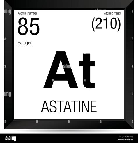 Astatine symbol. Element number 85 of the Periodic Table of the Elements - Chemistry - Black ...