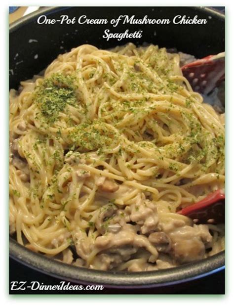 One-Pot Cream of Mushroom Chicken Spaghetti