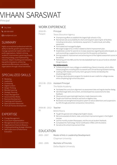 Principal - Resume Samples and Templates | VisualCV