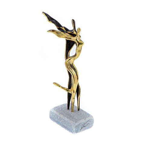 "Dancing Couple" Modern Metal Sculpture - Handmade Bronze Metal on Marble Base