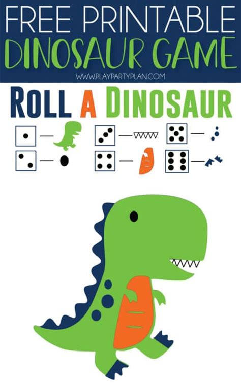 Free Printable Roll the Dinosaur Game - Play Party Plan