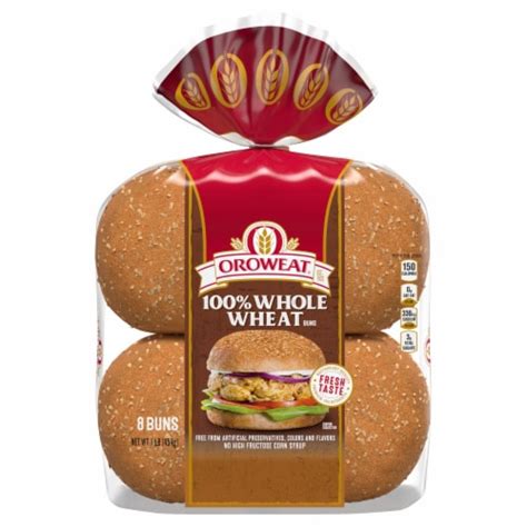 Oroweat 100% Whole Wheat Sandwich Buns, 8 pc / 16 oz - QFC