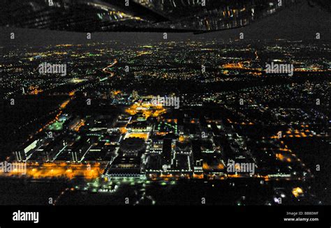 Aerial photo, night shot, Ruhr-Universitaet Bochum University, RUB, Bochum, Ruhr Area, North ...