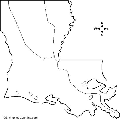 Outline Map Louisiana - EnchantedLearning.com