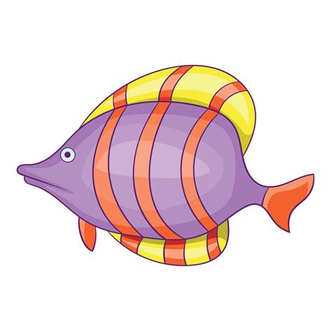 Purple fish with red stripe icon, cartoon style 14738561 Vector Art at ...