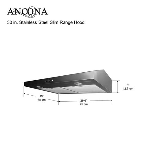 Ancona Stainless Steel Slim 5 Inch Under Cabinet Range Hood, 30 Inch ...