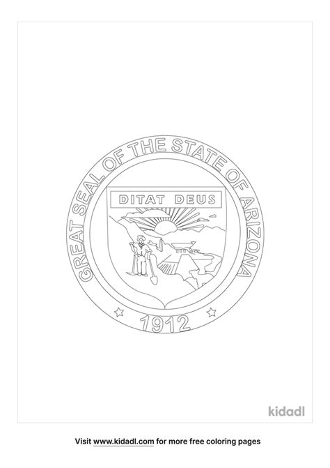 Arizona State Seal Coloring Page | Free Shapes Coloring Page | Kidadl