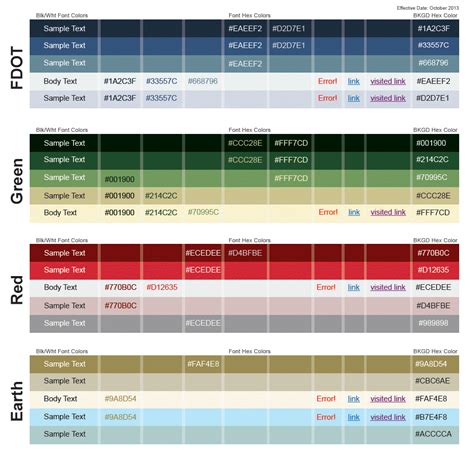 FDOT web application color palette