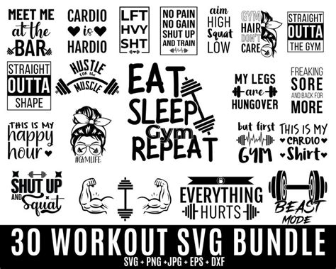 Funny Workout Svg Workout Bundle Svg Motivational Exercise Svg Gym Quotes Svg Fitness Silhouette ...