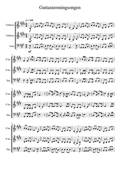 Guttastemningsongen - For Messing Sheet music for Tuba, French horn (Brass Trio) | Musescore.com