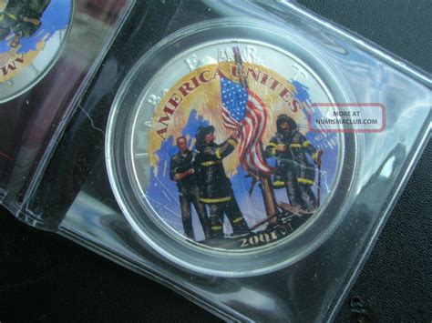 2001 Silver Eagle Coin 911 Freedom Tower. Colorized