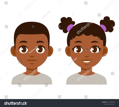 Cute Cartoon Black Children Portraits African Stock Illustration 1154329786 | Shutterstock