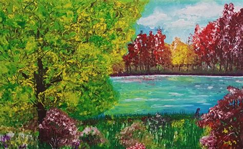 By The Lake. Acrylic painting on stretched canvas by Angela Alec ...