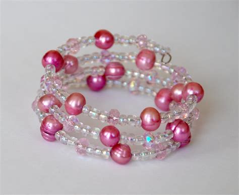 Pink pearl and crystal wrap bracelet | GlitterandFrills | Flickr