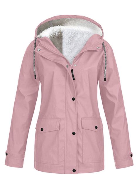 Women's Waterproof Jacket Raincoat Fleece Lined Warm Winter Coat Plus ...