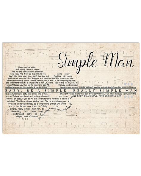 Simple Man lyrics Poster | Simple man lyrics, Lyric poster, Simple man