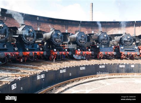 German Steam locomotives at Hilbersdorf Steam Shed Stock Photo - Alamy