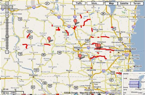 June 16 - closed Wisconsin state roads (Google Maps) | Flickr