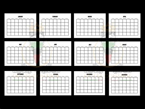 Blank 12 Month Calendar Printable