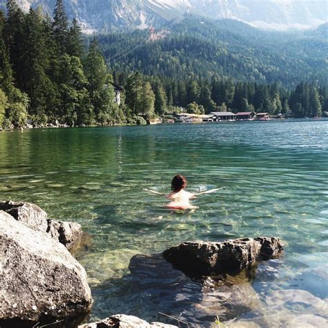 Taking a bath at Lake Eibsee - Bavaria, Germany #eibsee #germany #zugspitze #bavaria #bayern # ...