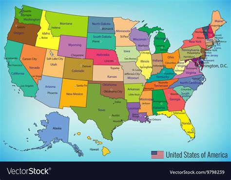 USA map with federal states. All states are selectable. Vector ...